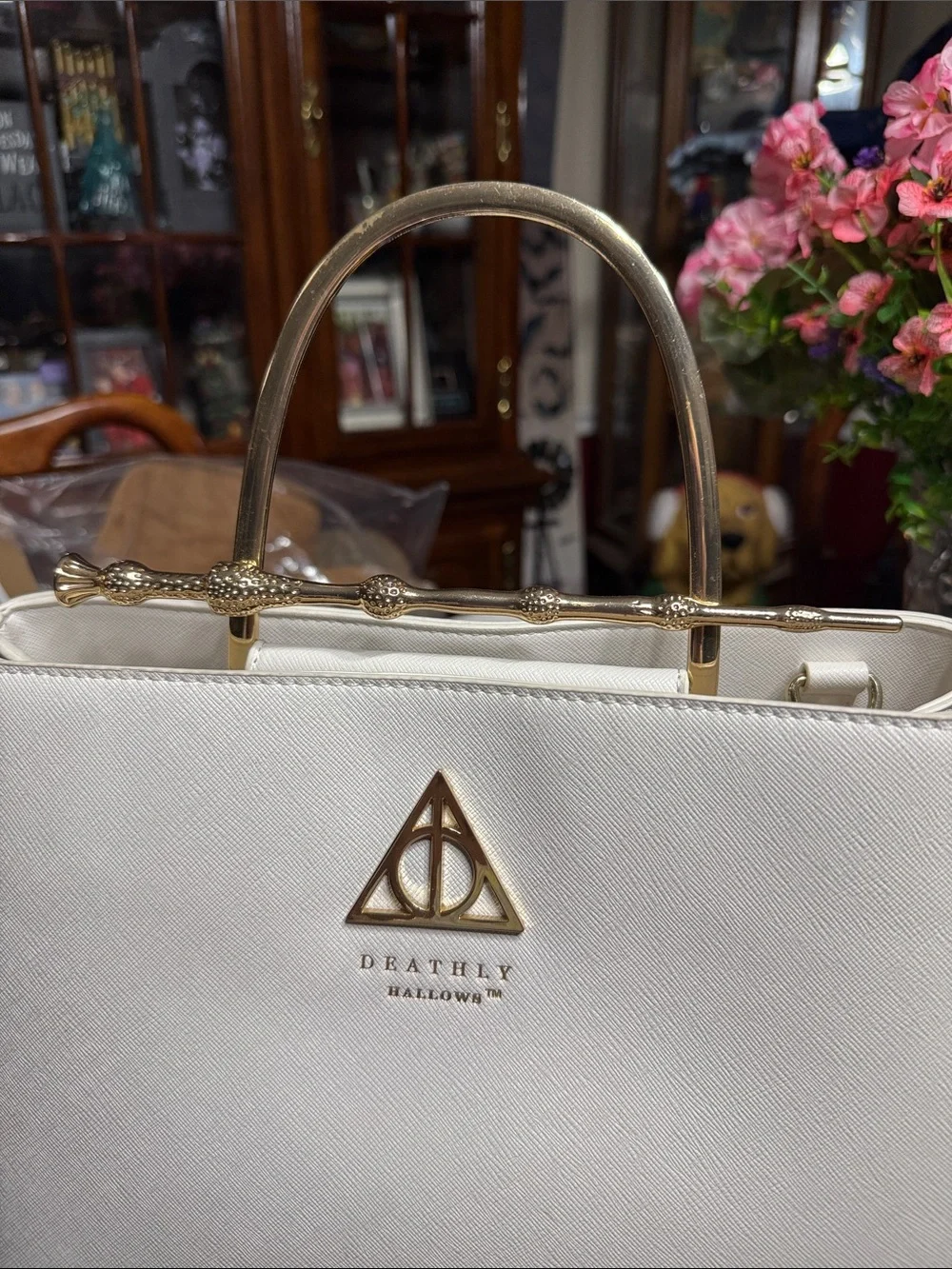 Loungefly Harry Potter White/Ivory Deathly Hallows Wand Handle Bag